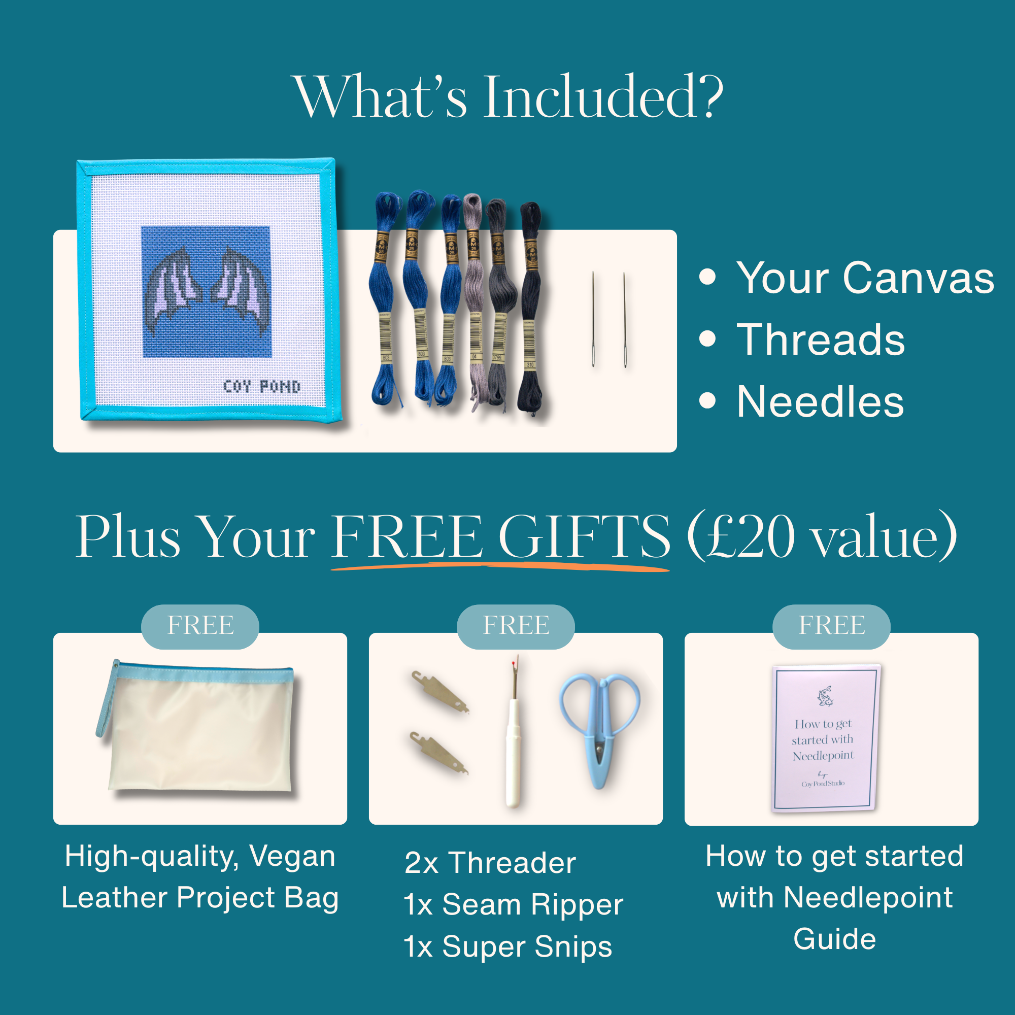 Stitch, Don't Scroll - Bat Wings Needlepoint Starter Kit